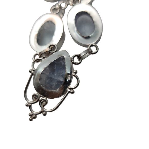 Blue Chalcedony Sterling Silver Statement Necklace - 22 Inches - Picture 2 of 7